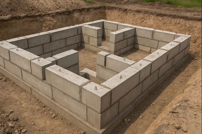 Устройство фундамента из блоков ФБС